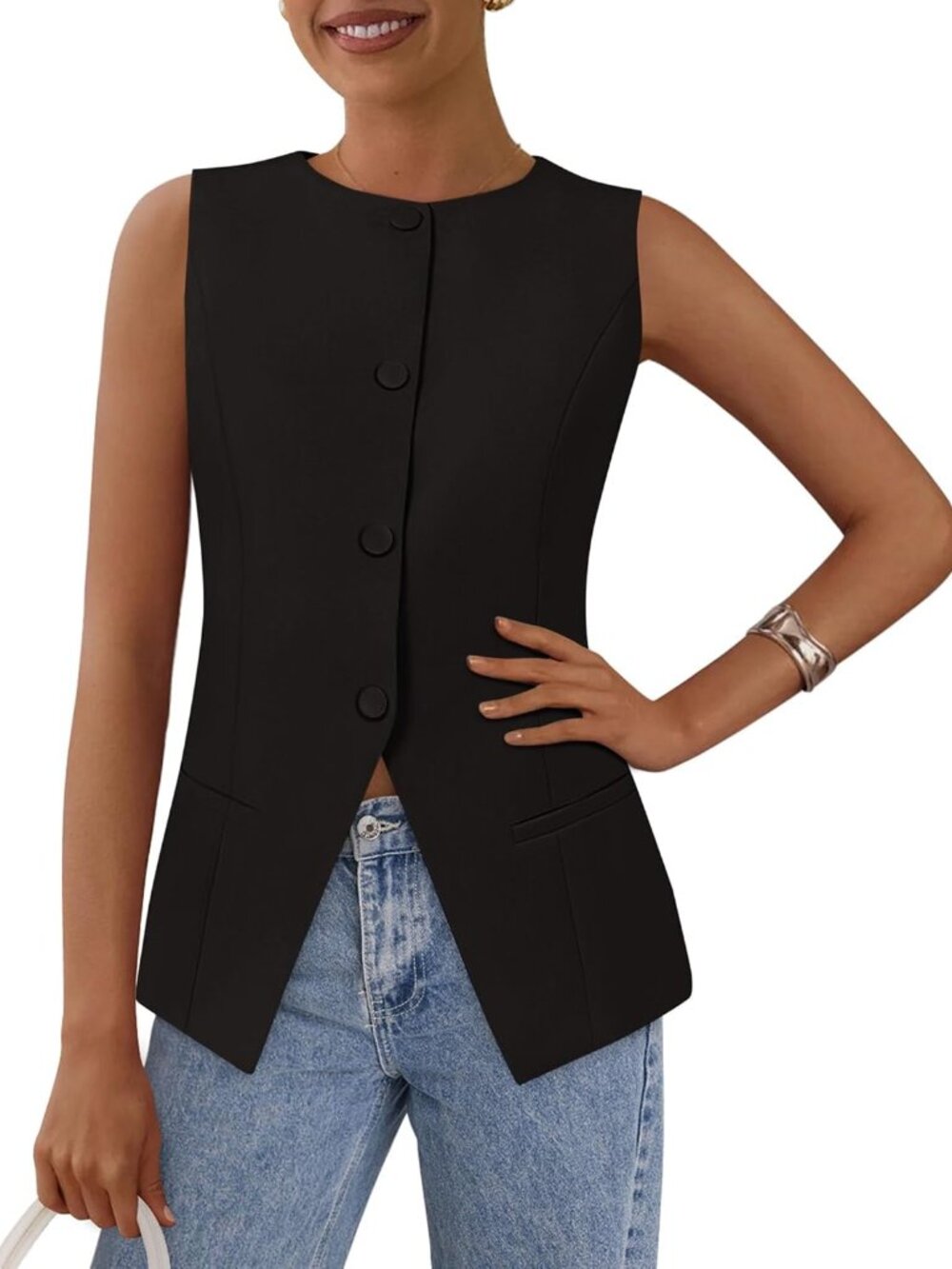 Women Tailored Suit Vest Business Casual Tops